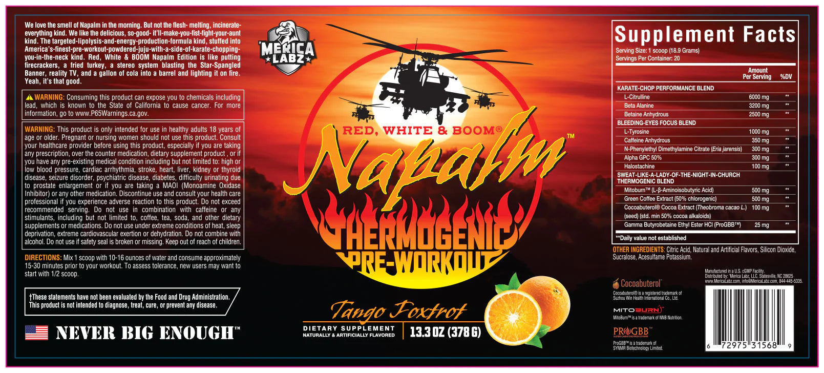Napalm thermogenic pre workout