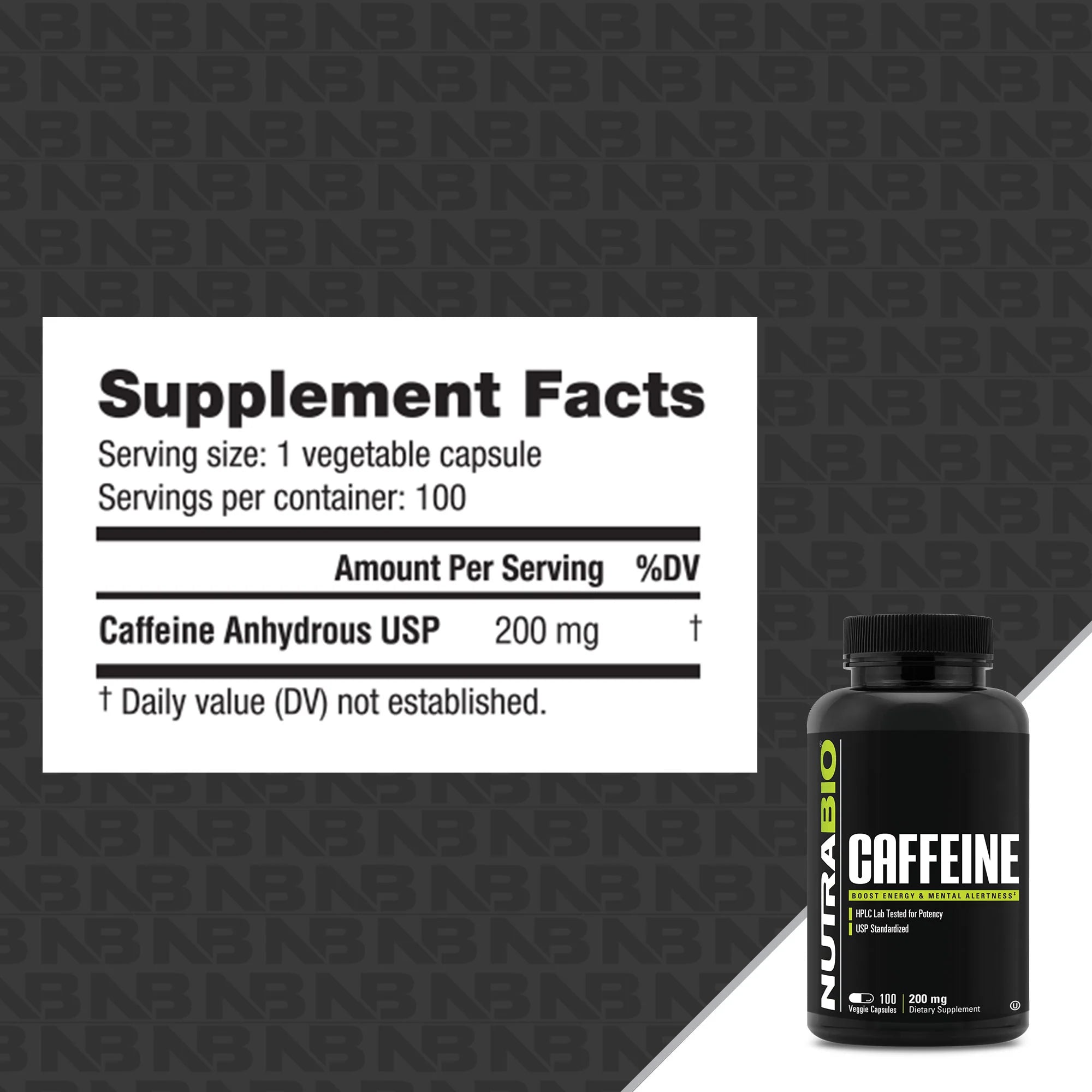 Caffeine 200mg Nutrabio